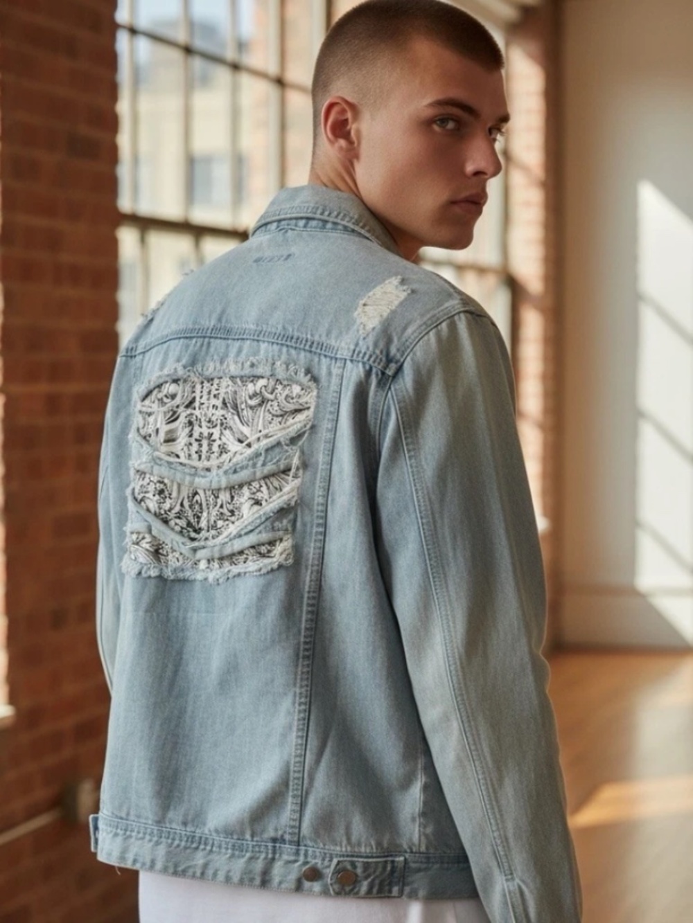 INC International Concepts Men’s Distressed Denim Jacket Size XL